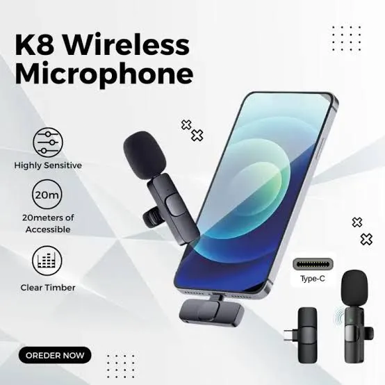 K8 Wireless Mic – Crystal Clear Sound & Plug & Play 🎤